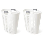 Gracious Living Easy Carry Flex Hamper, Large 87.5 Liter Lightweight Plastic Ventilated Laundry Basket Clothes Bin with Handles, White (2 Pack) - size: 2 Pack