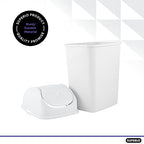 Superio Small 2.5 Gallon Plastic Trash Can with Swing Top Lid, Compact Slim Waste Bin for Under Desk, Office, Bedroom, Bathroom, Dorm Room, 10 Qt. Portable Garbage Can (White) - size: 2.5 Gallon, style: 1 Pack
