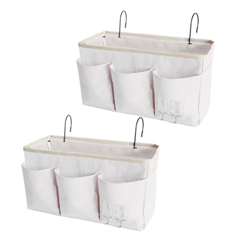 Bedside Caddy, Bedside Hanging Storage Organizer forBunk and Hospital Beds,College Dorm Bed，Can be Placed Glasses Books Mobile Phones (White 2)… - color: 2pcs White