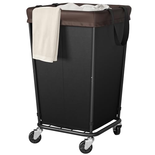 160L Laundry Basket with Wheels, 2-section Rolling Laundry Basket, Large Laundry Hamper with Wheels, Rolling Laundry Hamper Clothes Hamper for Home, Bathrooms and Dorm(Black) - color: 2 Section-Black, size: 160L