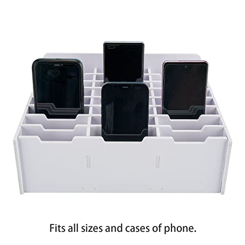 SANFURNEY 24 Slots Cell Phone Storage Box for Classroom Calculator Holder Class Cell Phone Organizer White - color: style-A-24-white