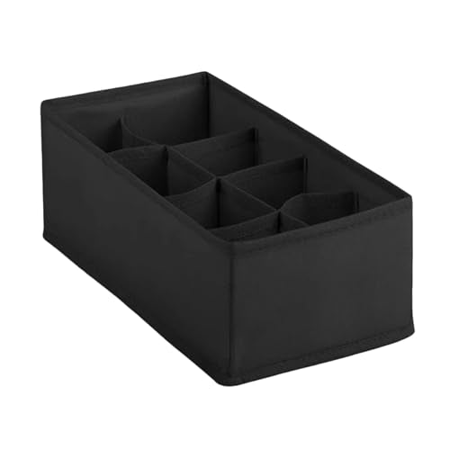 8 Grid Foldable Clothes Organizer Box,Wardrobe Storage Bin with PP Board Support,for Underwear, Socks, and T-Shirts,Black - color: Black, size: 8 Grid