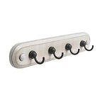 Spectrum Farmhouse Key Holder Wall Mount Rack for Entryway Garage Mudroom Hanging Organization, Easy Install Rustic Key Ring Holder Rack for Keychains Rings & Fobs, White Washed with Black Hooks