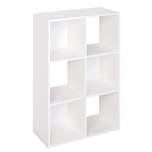 ClosetMaid Cubeicals 6 Cube Storage Shelf Organizer Bookshelf, Stackable, Vertical or Horizontal, Easy Assembly, Wood, White Finish - color: White, size: 6-Cube