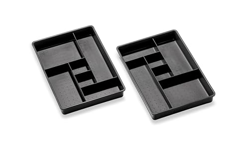madesmart Set of 2 Plastic 6-Compartment Drawer Organizer Gadget Trays, Multipurpose Storage Bins for Drawers, Granite, 10.75 x 7.5 x 2.6 inches (Pack of 6) - size: 6-Compartment Set (Pack of 6)