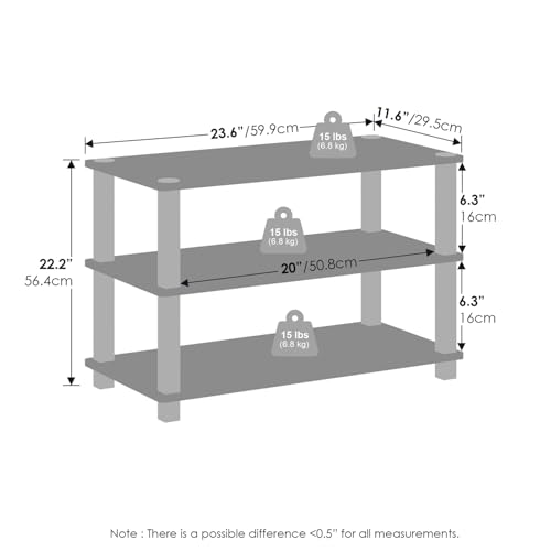 Furinno Turn-S-Tube Storage Shelves Set of 2, 3-Tier Stackable Standing Shelf, Open Corner Shelf, for Organization and Storage, Living Room, Garage, Home Office, Amber Pine - color: Amber Pine/Black, size: 3-Tier (Set of 2)