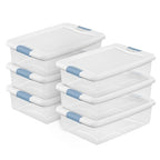 Sterilite 6-Pack Latching Box, Under Bed Storage Bins with Lids, Clear Plastic, 32 Quart - Heavy-Duty Organizing Containers for Closet, Bathroom, and Office - size: 32 Quart, style: 6 Pack