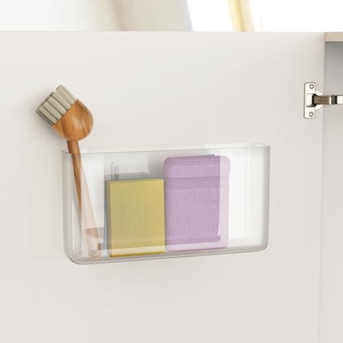 NiHome Acrylic Wall Mount Organizer 2-Pack, Slim Multi-Use Over Cabinet Storage Bins No-Drill Installation, Versatile Use for Kitchen, Bathroom, Office Perfect for Small Accessories (Clear) - color: Clear-Acrylic