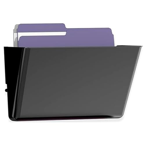 MINDEPOT 1 Pockets Acrylic Wall File Organizer, Clear Wall File Holder, Plastic Hanging Wall File Holder for Office, School and Home, Black - color: Black, size: 1Pack