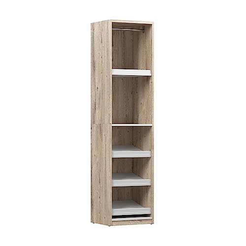 Bestar Cielo Closet Organizer, 20-inch Rustic Brown and White Wardrobe for Bedroom, Mudroom, Entryway, or Kitchen Pantry - color: Rustic Brown and White
