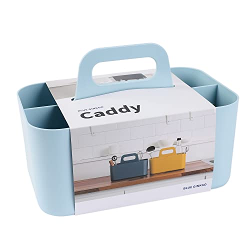 BLUE GINKGO Stackable Organizer Caddy – Korean-Made Portable Tote for Bathroom, Office, Crafts, or School Supplies (Rectangle, Blue) - color: BLUE, size: Rectangle