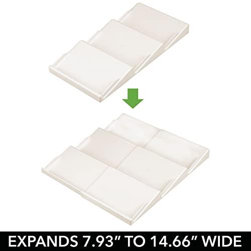 mDesign Expandable Plastic Deluxe Spice Rack, Drawer Organizer for Kitchen Cabinet Drawers, 3 Tier Slanted for Spice Jars, Food Seasoning Bottle Storage, Ligne Collection - Cream/Beige - color: Cream