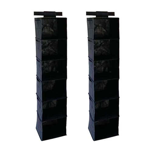 2pcs Home Storage Hanging Closet Organizer,Sweater Organizer with 6 Shelves (Dark Blue) - color: Dark Blue