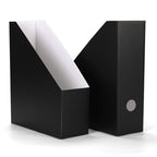 EXYGLO 12 Pack Black Magazine File Holder, Cardboard Magazine Rack with Label, Foldable Storage Organizer Box for Book, Documents, 9.9x3.3x12 Inches - color: Black