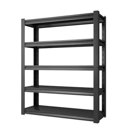 72" H Garage Shelving 3000LBS Heavy Duty Shelving Storage Shelves Adjustable 5 Tier Metal Shelving Unit for Industrial Garage, Basement, Warehouse, School, 19.7" D x 59.1" W x 72" H - size: 19.7" D x 59.1" W x 72" H