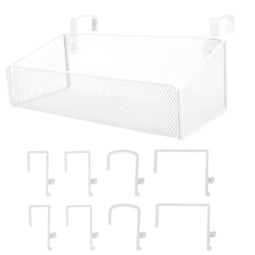 PartyKindom Hanging Bed Organizer, Metal Wire Bedside Caddy with Removable Hooks Spacious Bunk Bed Storage Basket Shelf for Phone Books Aesthetic Dorm Room Essentials Nightstand Alternative (White) - color: White