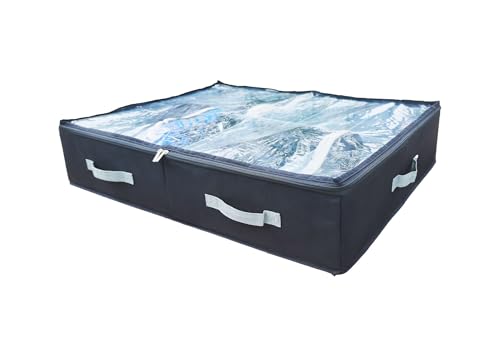 Under Bed Shoe Storage, A Sturdy Closet and Under Bed Storage, Multi-Functional Storage Organizer Solution,with Clear Silk PVC Cover and Adjustable Dividers.