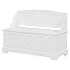 Knocbel Rustic Entry Storage Bench with Hidden Compartments and Removable Cushion, Wooden Entryway Hallway Foyer Shoe Bench Bedroom End of Bed Bench (White) - color: White
