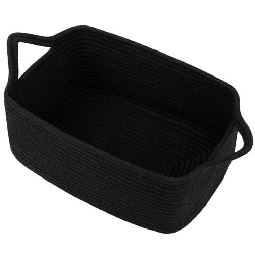 OIAHOMY Woven Basket, Gift Basket Empty with Gift Bags and Ribbons, Rope Baskets for Baby Showers, Storage Baskets with Handles for Nursery, Pet Toy Organizer- Black - color: Black, size: Medium: 13.5L*10W*6H