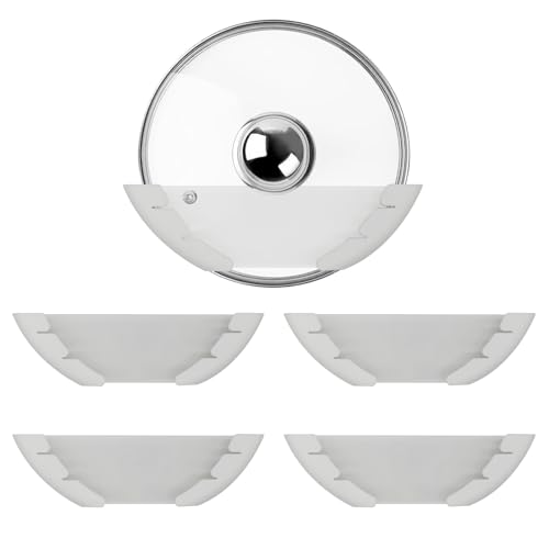 Universal Pot Lid Organizer for Cabinet, 5 Pcs Pan Lids Organizers Inside Cabinet Door Wall Mount Pots Top Storage Rack Holder for Kitchen, Fits 6" to 13.5" (5pcs white) - color: 5pcs white
