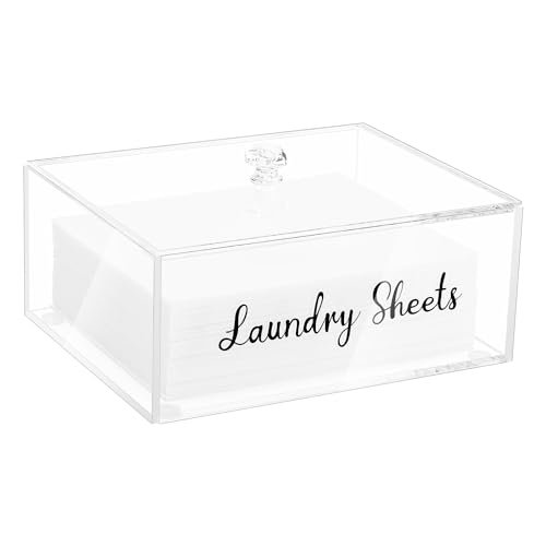 VOTLEVT Acrylic Laundry Detergent Sheets Holder, Laundry Sheets Holder with Lid, Laundry Sheets Container Laundry Room Organizers - color: Acrylic