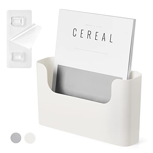YOHOM No Drilling File Holder Wall Mails Magazines Organizer Adhesive Door Mount, Single Pocket(WHITE, 1 PCS) - color: cream white, size: 1 PCS