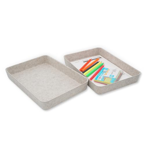 Welaxy 2-piece Office desk drawer organizer tray letter-size documents paper book file Folder Holder Scandinavian-chic storage bin hygge design sleek minimalist gifts idea storage bins (Oatmeal) - color: Oatmeal