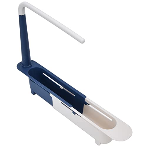 Zerodis Telescopic Sink Storage Rack, Telescopic 2in1 Sink Expandable Storage Drain Basket Towel Rack Under Sink Organizers Telescopic Sponge Soap Holder for Kitchen Sink (Blue) - color: Blue