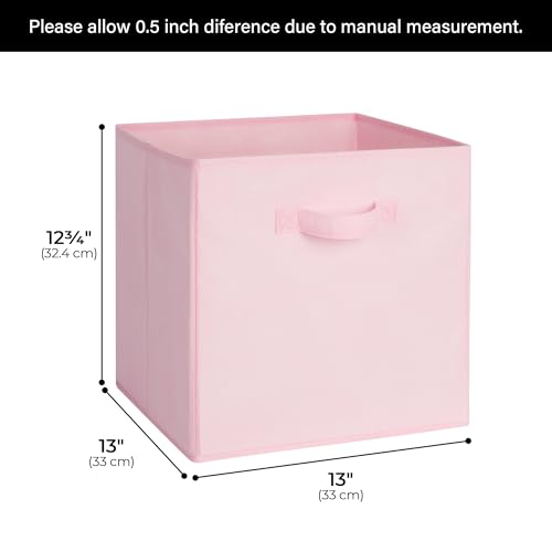 Cupic Cupid 13x13 Storage Cubes, 6 Pack Open Storage Bins with Handles, Storage Cube Organizer for Clothes and Toys, Collapsible Cube Bins for Closet, Shelves, Offices, Pink - color: Pink, size: 13 Inch