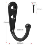 20 Pcs Small Key Hooks for Hanging, Key Holder, Wall Mount Hook with Stainless Steel Screws, Command Hooks Utility Hangers for Key, Hat, Cup, Coat, Picture (Black) - color: Black