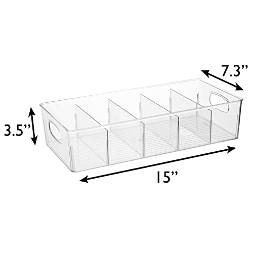ClearSpace Plastic Pantry Organization and Storage Bins with Removable Dividers – XL Perfect Kitchen / Refrigerator/ Cabinet Organizers, 2 Pack - size: 15"L x 7.5"W x 3.5"H
