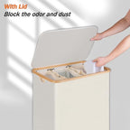 efluky Laundry Hamper with Lid, Trio Laundry Hamper with 3 Removable Bags, 3 Section Laundry Basket with Bamboo Handles for Bathroom, Bedroom & Laundry Room, 160L Beige - color: Beige, size: 160L Trio