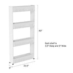4-Tier Storage Organizer Rack - Plastic Rolling Cart for Office, Dorm, Bedroom, Bathroom, and Laundry Room Organizing by Lavish Home (White) - size: 4-Tier