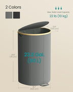 SONGMICS Laundry Hamper, Laundry Basket with Lid, 23.8 Gal. (90 L), with Removable Liner Bag, for Laundry Room, Bedroom, Living Room, Slate Gray and Light Bamboo ULCB547G01 - color: Slate Gray, size: 90 L (1-Section)