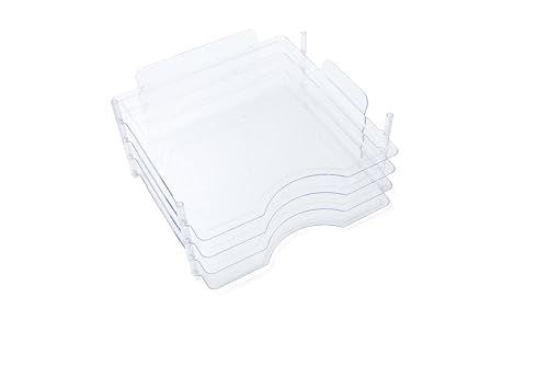 We R Memory Keepers 12x12 Inch Paper Trays, for Storing Paper, Embellishments, Tools, and More, Organization System, 4-Pack of Acrylic Trays, Easy Assembly, and Storage