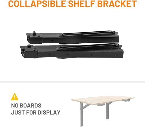 Wallmaster 24inch Folding Shelf Brackets Garage Heavy Duty Steel Max Load 500lb Floating Wall Mounted Collapsible Shelf Bracket Space Saving (Pack of 4, No Board) - style: 4 Pack