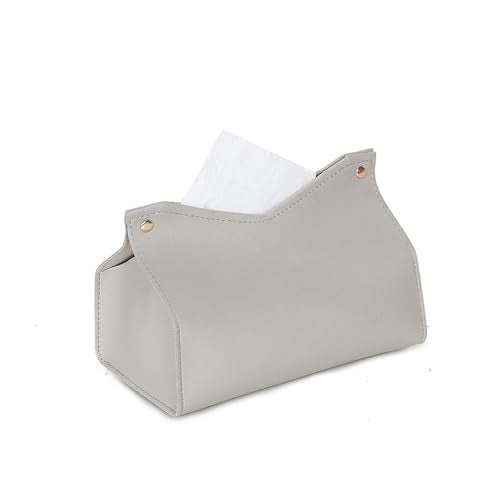 1PCS PU Leather Tissue Box Cover, Rectangle Facial Paper Organizer Dispenser, Modern Tissue Case Holder for Vanity Countertop Nightstands Living Room Office Desk Car (Gray) - color: Gray