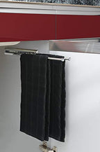 Rev-A-Shelf Under Sink Cabinet Kitchen Bathroom Prong Pullout Extendable 2 Prong Standard Size Towel Bar Organizer, Chrome, 563-51-C