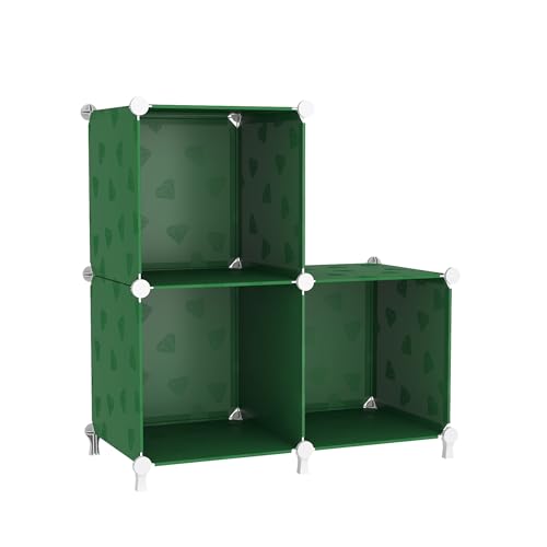 UNKU Cube Storage Organizer, 3 Cube Closet Organizer Storage Shelves, DIY Stackable Bookcase, Clothes Organizer Shelf for Closet, Bedroom, Living Room, Cabinet, Home, Office, Green - color: Red, size: 3cube