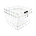 Isaac Jacobs 2-Pack Square Clear Storage Bins (10” L x 10” W x 6.1” H) w/Cutout Handles, Plastic Organizer for Home, Office, Kitchen, Fridge/Freezer, Bathroom, BPA Free, Food Safe (2-Pack, Square) - size: Square