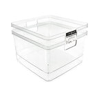 Isaac Jacobs 2-Pack Square Clear Storage Bins (10” L x 10” W x 6.1” H) w/Cutout Handles, Plastic Organizer for Home, Office, Kitchen, Fridge/Freezer, Bathroom, BPA Free, Food Safe (2-Pack, Square) - size: Square