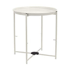 Amazon Basics Round Storage End Table, Nightstand with Cloth Basket, Bedside Table, White/Heather Gray, 17.7" L x 17.7" W x 18.9" H - color: White