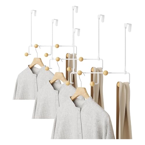 Umbra Estique Over The Door Coat Rack & Multi-Use Organizer, for Coats, Bags, Hats & More, Small, White/Natural (Pack of 3) - color: White/Natural, size: Small (Pack of 3)