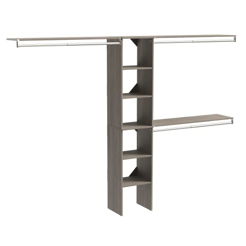 ClosetMaid SuiteSymphony Wood Closet Organizer Kit with Tower, 3 Hang Rods, Top Shelves, Adjustable, Fits Spaces 5-9 ft. Wide, Graphite Grey - color: Graphite Grey, style: Closet Organizer w/Shelves