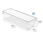 iDesign Utensil Holder and Silverware Organizer for Kitchen Utensils and Countertop Storage, The Linus Collection – Set of 2, 4" x 12" x 3", Clear - size: 4 x 12 x 3, style: Pack of 2
