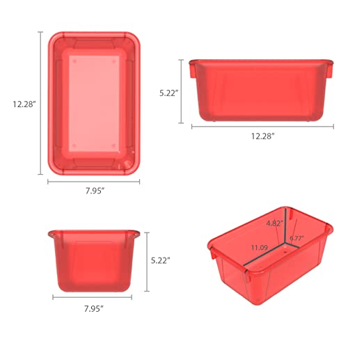 Storex Small Cubby Bin, 12.2 x 7.8 x 5.1 Inches, Assorted Candy, 5-Pack (62490U05C) - color: Assorted Tint Colors, style: Bin Only