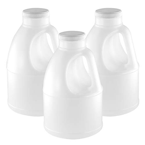 Pinnacle Mercantile 57 ounce Plastic Jug (3 -Pack) Reusable, Food-Safe, BPA Free | Heavy-Duty HDPE Containers for Water, Sauces, Soaps, Detergents, Liquids, Honey Bottle (5 lb.) | Screw-On Cap …