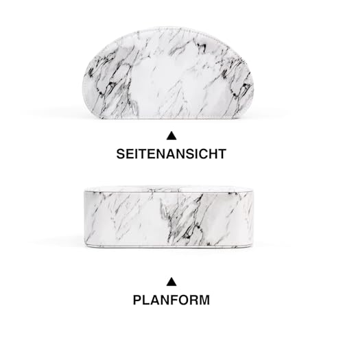Remote Control Holders Organizer Box with 5 Compartment PU Leather Multi-functional Office Desk Storage Caddy Store Tv Remote for Media Player,Brush,Pencil,Glassees&Office Supplies (Marble) - color: Marble, size: S