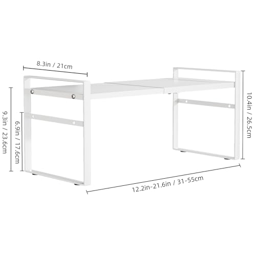 Expandable Cabinet Shelf Organizer Riser for Kitchen Pantry Cupboard Under Sink Countertop,kitchen cabinet shelf 8.3’’D * 12.2-23.6’’W * 10.4’’H - color: White(2 Pack)