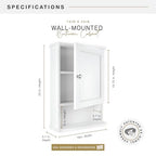 MCS 23x16 White Medicine Cabinet Organizer, Wall Mounted Bathroom Cabinet for Over-The-Toilet Storage, Bathroom Furniture & Restroom Organizer - size: 23x16 1-Door